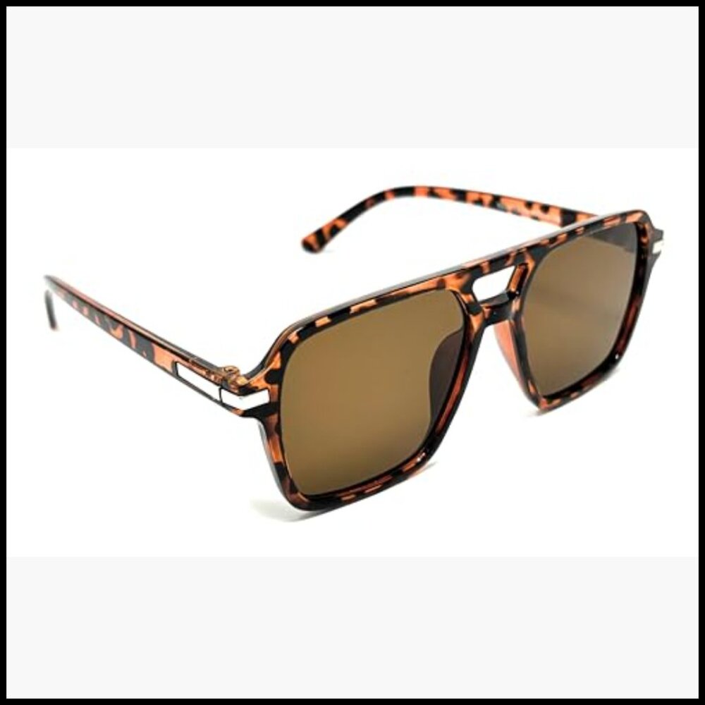 Retro Aviator Sunglasses Rectangular Frame UV400 … - image 3